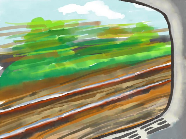Train window painting